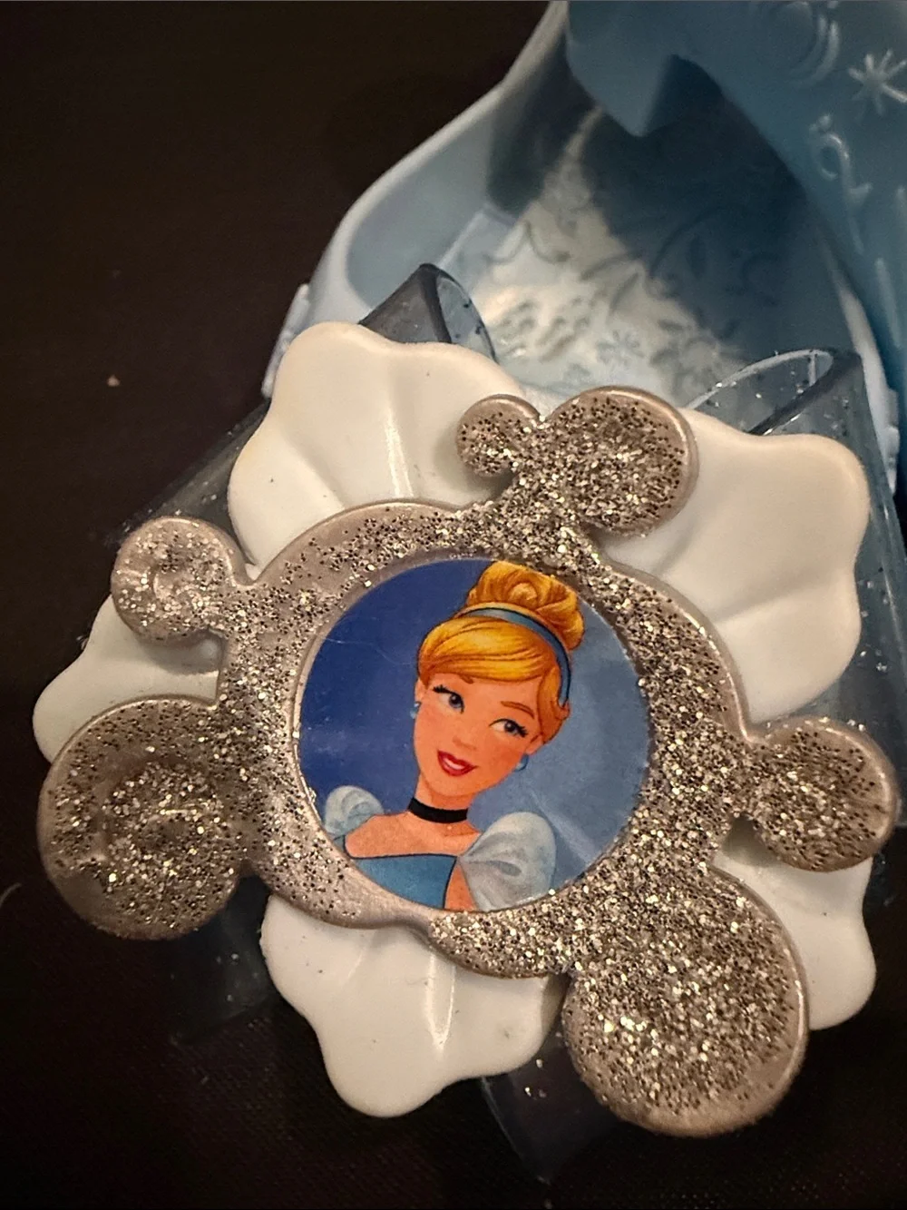 Disney Light Blue Princess Slip-On Dress Shoes with Bow and Character Accent